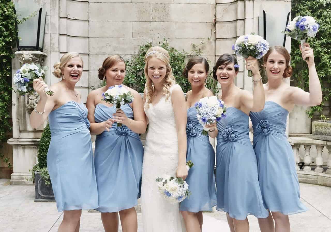 All in blue bridesmaids